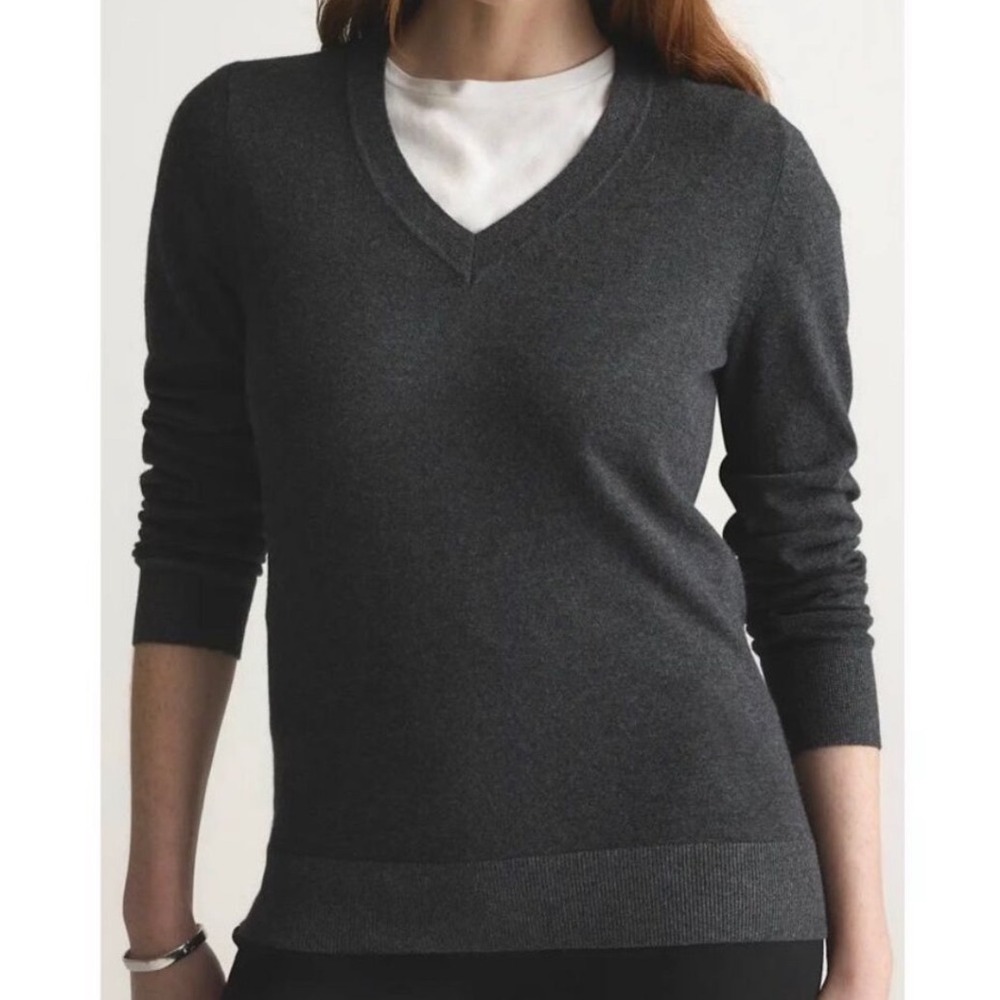 Quince Lightweight Cotton Cashmere‎ V-Neck Sweater Size Large